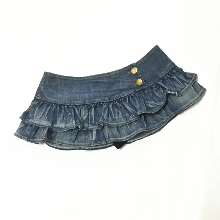 Pantaloncini a pieghe con volant Gonne Gonna estiva da donna a vita bassa Gonna di jeans Mini gonne di jeans Gonna sexy da esterno