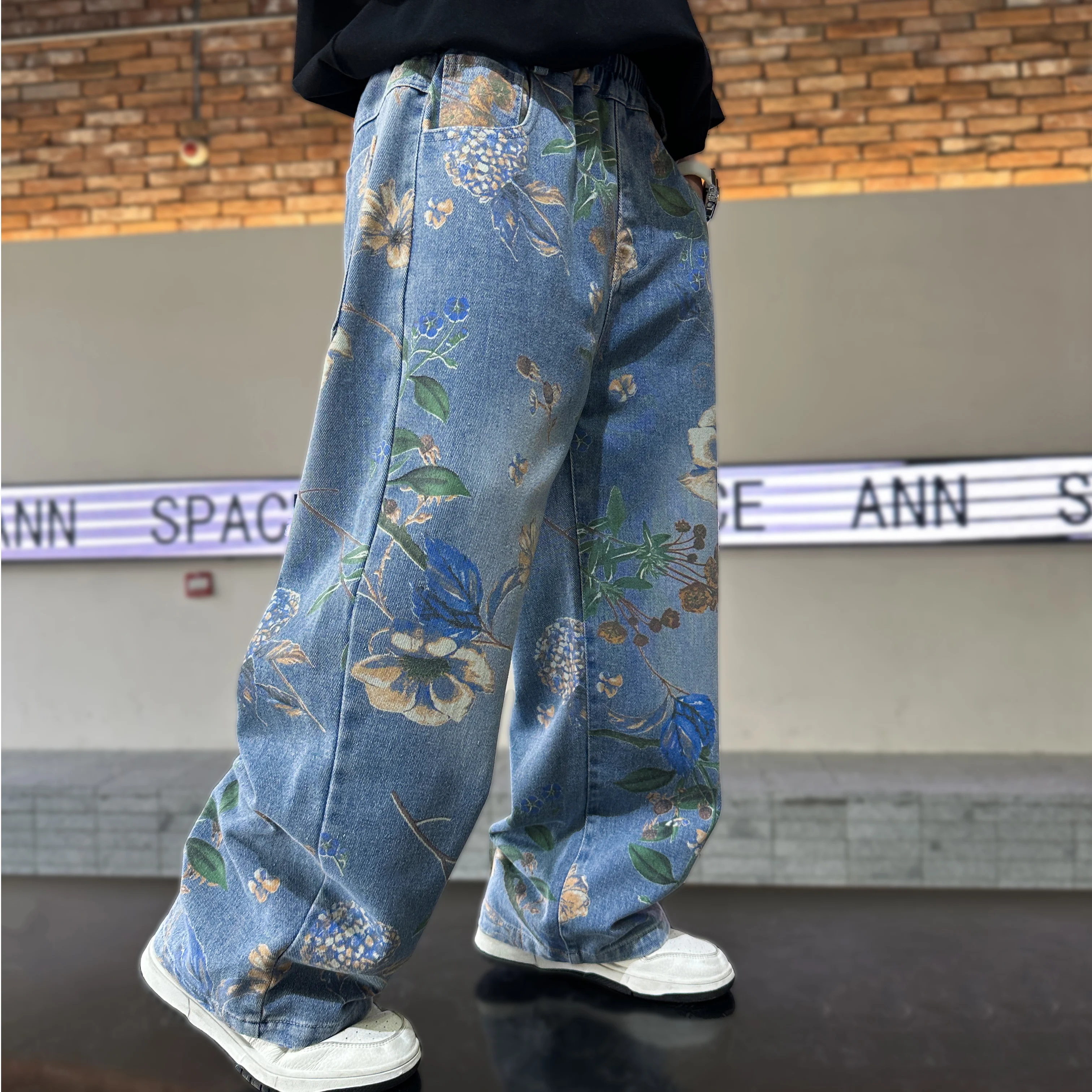 

Boys Jeans Spring and Autumn Children's Fashion Cool Handsome Wide Leg Pants Teen Long Pants 5-13 years old