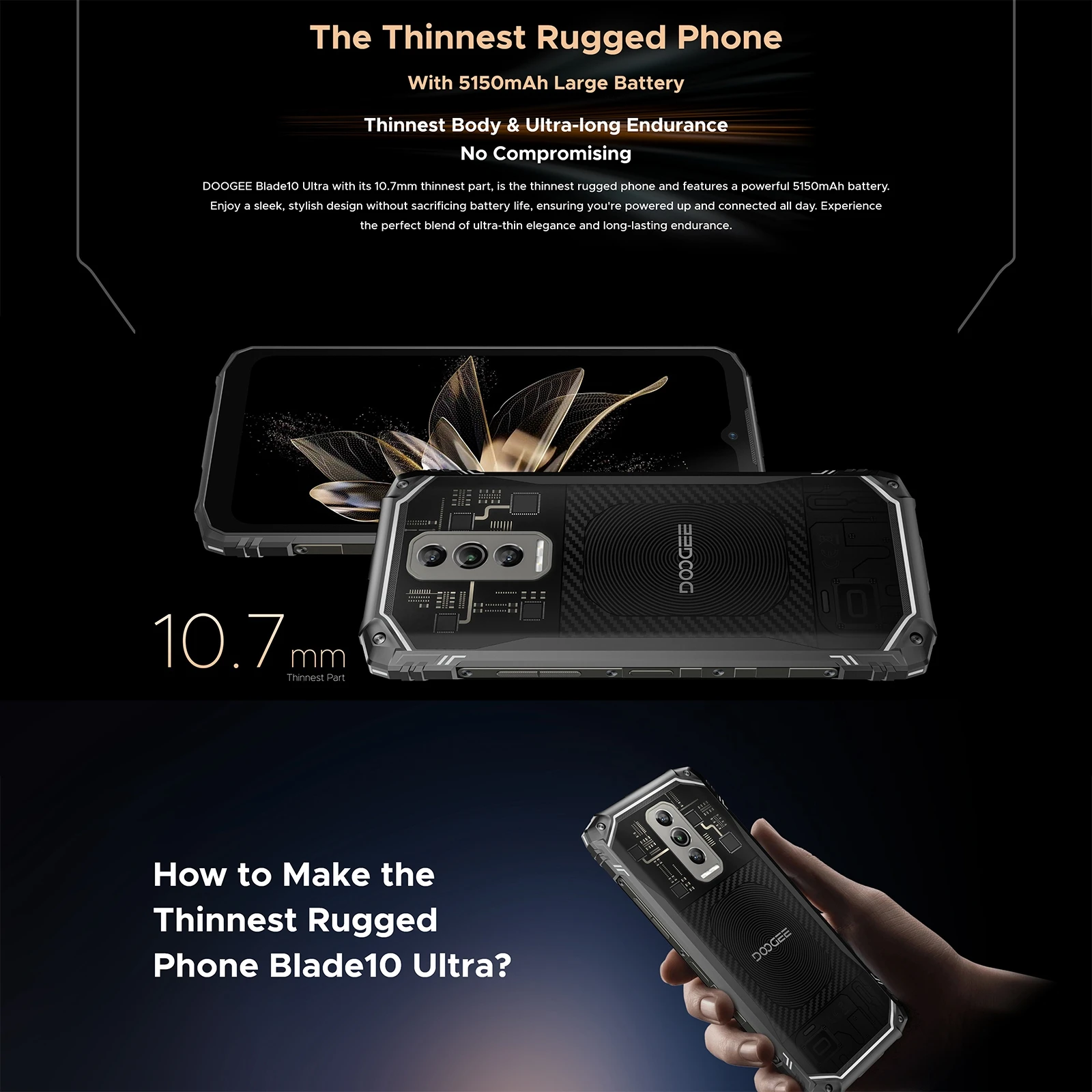 هاتف ذكي متين للغاية من Doogee-Blade 10 ، 8GB + GB ، كاميرا رئيسية 50mp ، 1500 mAh ، Android 14 ، Spreadtrum ، T606 ، OTG ، NFC ، 4G