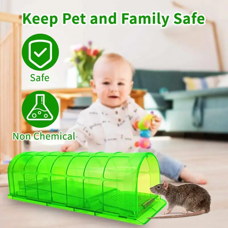 2pcs Humane Rat Trap Translucent Chipmunks Live Traps Harmless To Human Mice Catcher Outdoor Humane Rat Trap Cage Animal Catcher