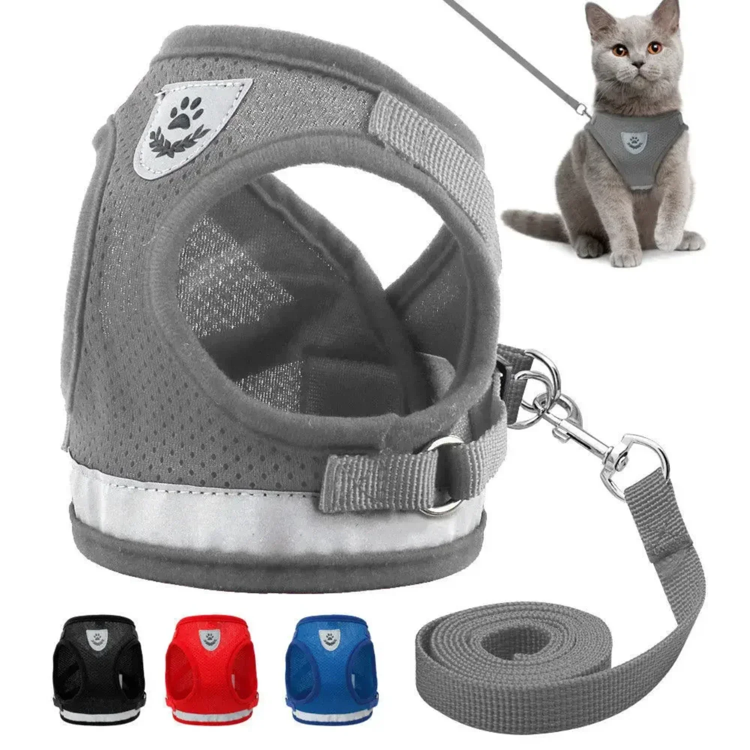 Adjustable Soft and Comfortable Mesh Vest Harness for Small and Medium Dogs and Cats - Durable Collar Perfect for Outdoor Activi