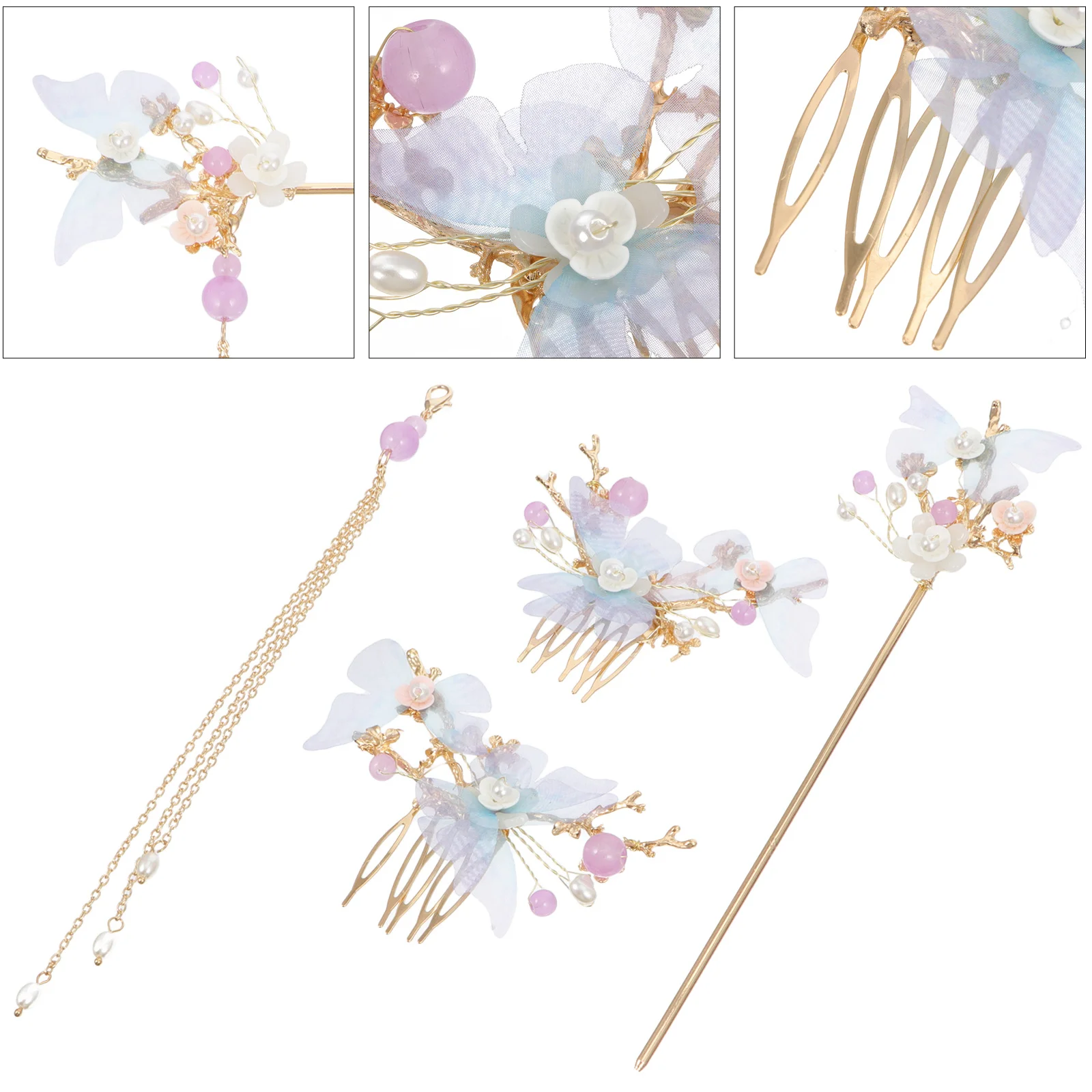 

Retro Hairpin Set Hair Stick Butterflies Headwear Ancient Style Hair Accessories Festival Butterflies Headwear