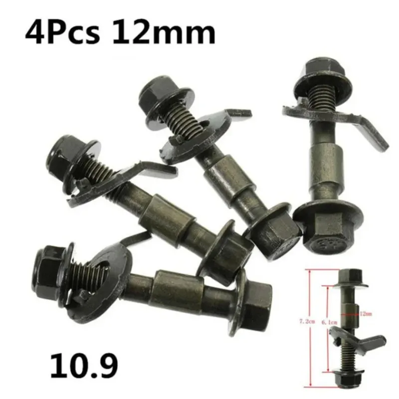 4pcs/Set 12mm Wheel Alignment Camber Bolt 10.9 Eccentric Adjustment Screw Car Repair Tool