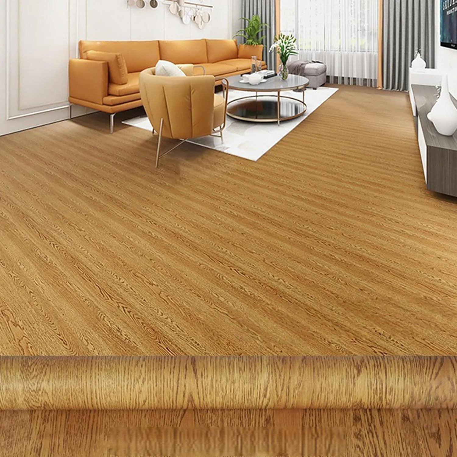 Rollo de suelo de vinilo autoadhesivo, 40x300cm de ancho, azulejos de suelo de grano de madera, pegatinas de suelo duraderas