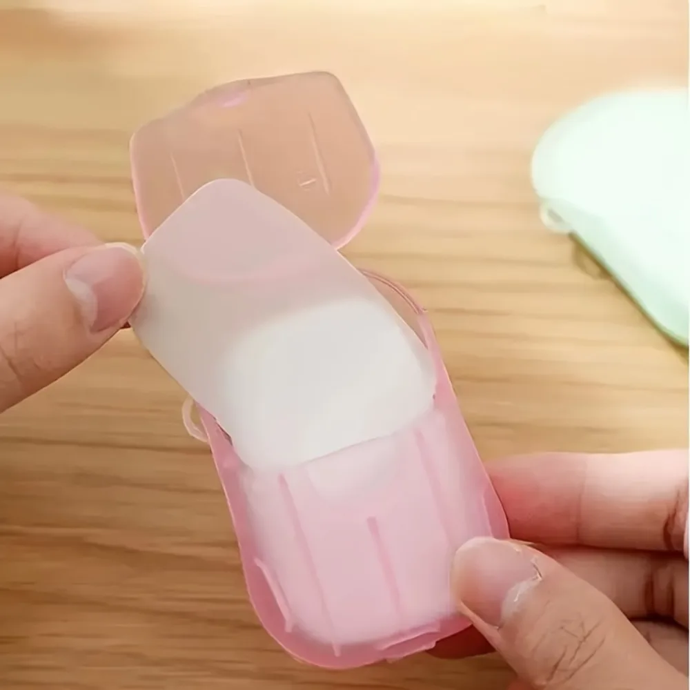 Travel Soap Box, Contains 20 Soaps - Mini Convenient Plastic Soap Dispenser, Variety of Colors (Pink, Yellow, Green, Purple), Suitable for Bathroom, Kitchen, Camping, Travel - Portable Hygienic Design, Bathroom Soap Dispenser, Kitchen Essential - Detail 1