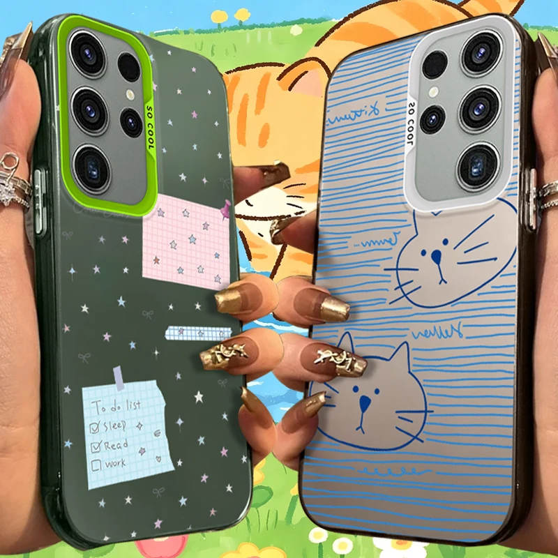 English Letter Labels Frosted Case for Samsung Galaxy S26 S25 S24 S23 Plus S22 Ultra S21 S20 FE A57 A56 A55 A54 Acrylic Cover