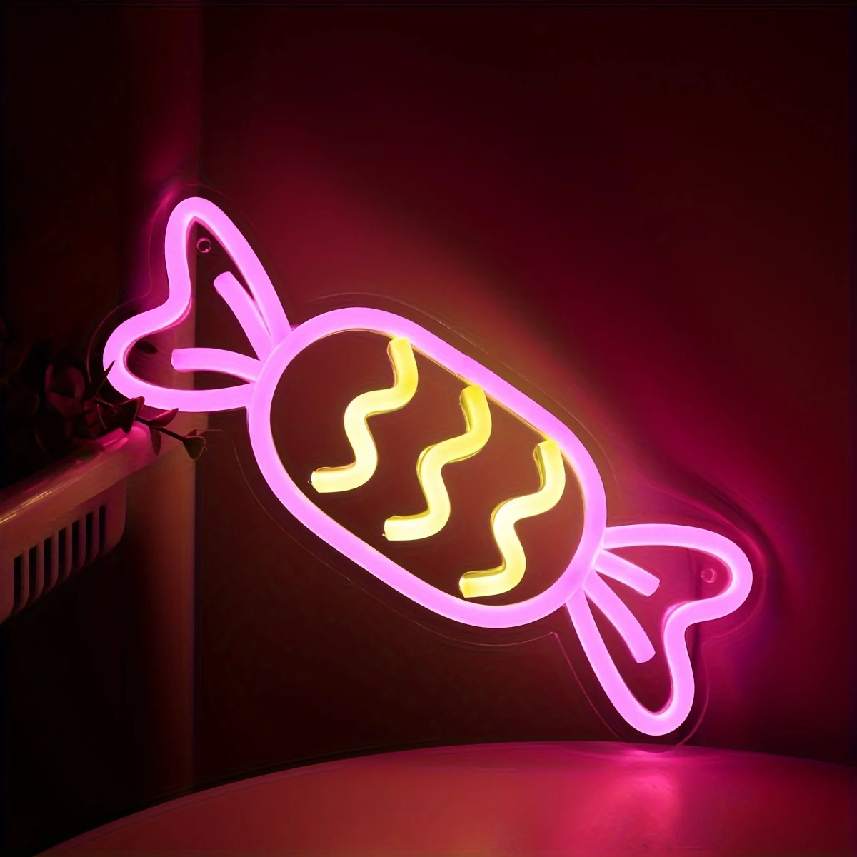 Candy Neon Sign USB Powered LED Neon Light Wall Decor for Candy Shop Living Room Bedroom Club Halloween Party Gift for Kid