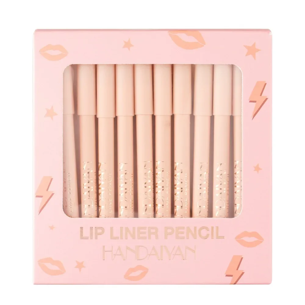 12 pz/set Lip Liner Pen Matita Lip Liner Professionale e Lip Opaco Tazza antiaderente Rossetto Nude Matita Kit All'ingrosso New12Colors