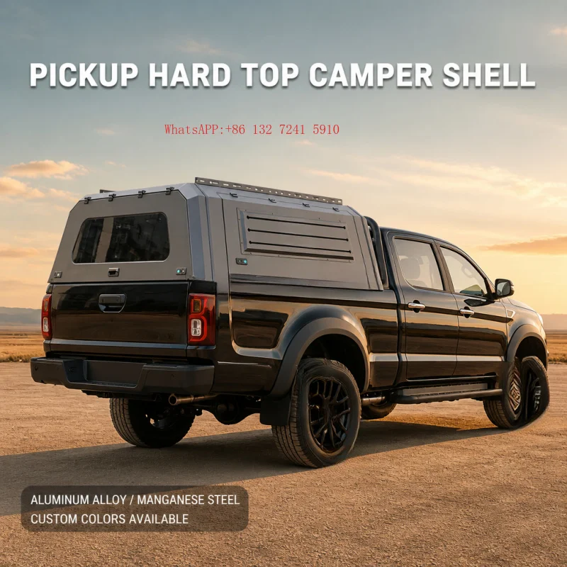Practical Off‑Road Pickup Truck Rear Cargo Hardtop Shell, Waterproof Camper Topper Canopy Cover for 4X4 Vehicle Outdoor