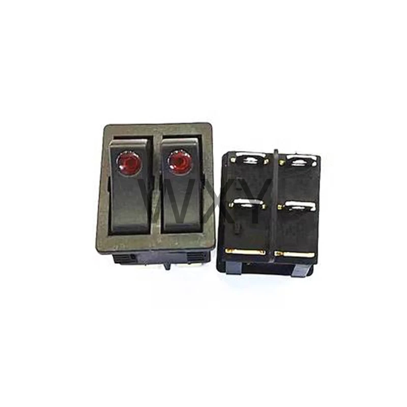 2Pcs KCD2 Double Boat Rocker Switch 6 Pin On-Off With Green Red Light 20A 125VAC/ 16A 250V Black no light switch