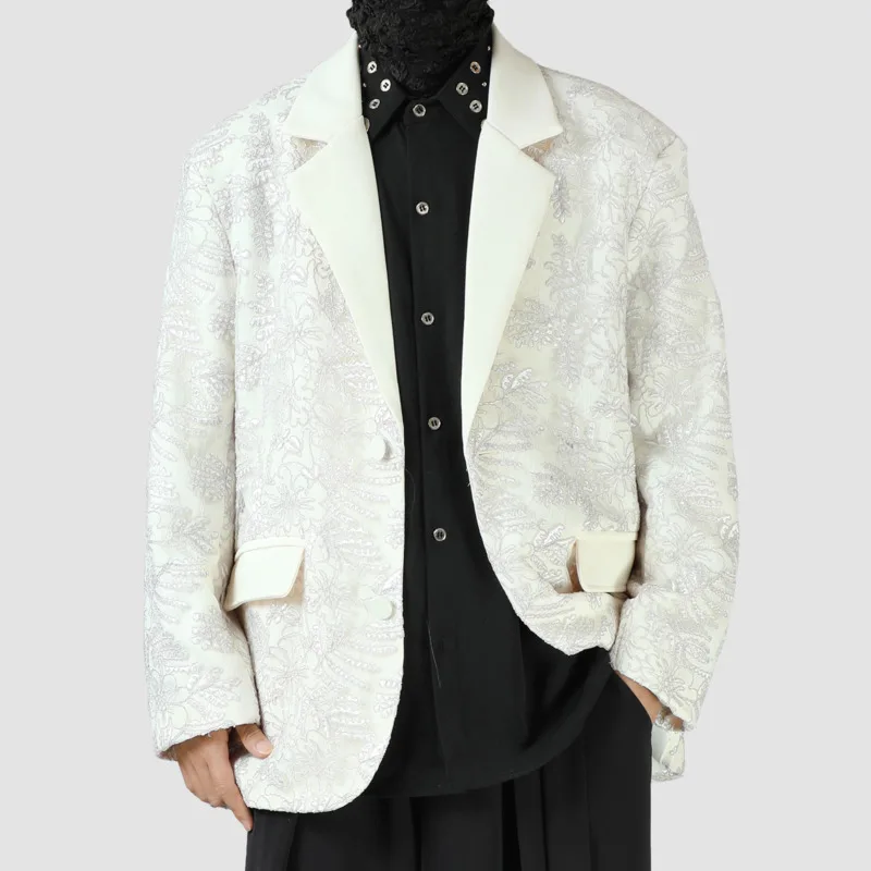 WVGA 2025 خريف جديد رجل المد ثلاثي الأبعاد التطريز العصرية المتضخم السترة المتخصصة شيك رداء غير رسمية جاكيتات Ins Y2K W14651