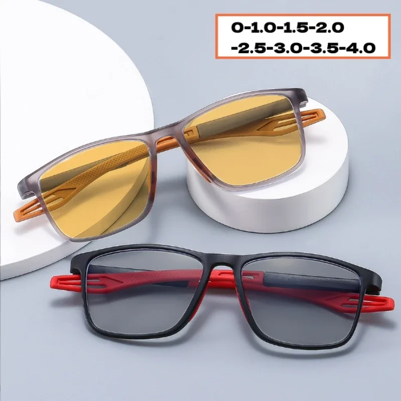 

New Retro Photochromic Sunglasses for Men Women Fashion Flexible Square Sports Eyewear Unisex Vintage Finished Myopia Glasses