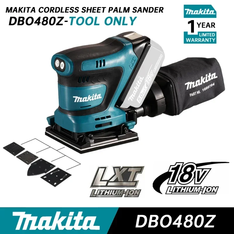 MAKITA DBO480Z Sander 18V Lithium Battery 1/4 Cordless Sheet Palm Sander 14000OPM 28000RPM Rechargeable Power Tools DBO480