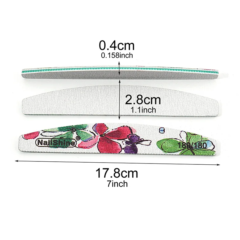 5Pcs Flower Printing Sandpaper Nail File 80 100 150 180 240 Pro Manicure Files Double-sided Nail Polishing Product Washable