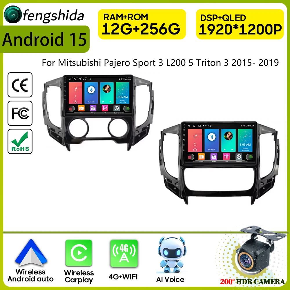 

Car Radio Carplay For Mitsubishi Pajero Sport 3 L200 5 Triton 3 2015-2019 Navigation GPS Android Auto Android 15 4G No 2din DVD