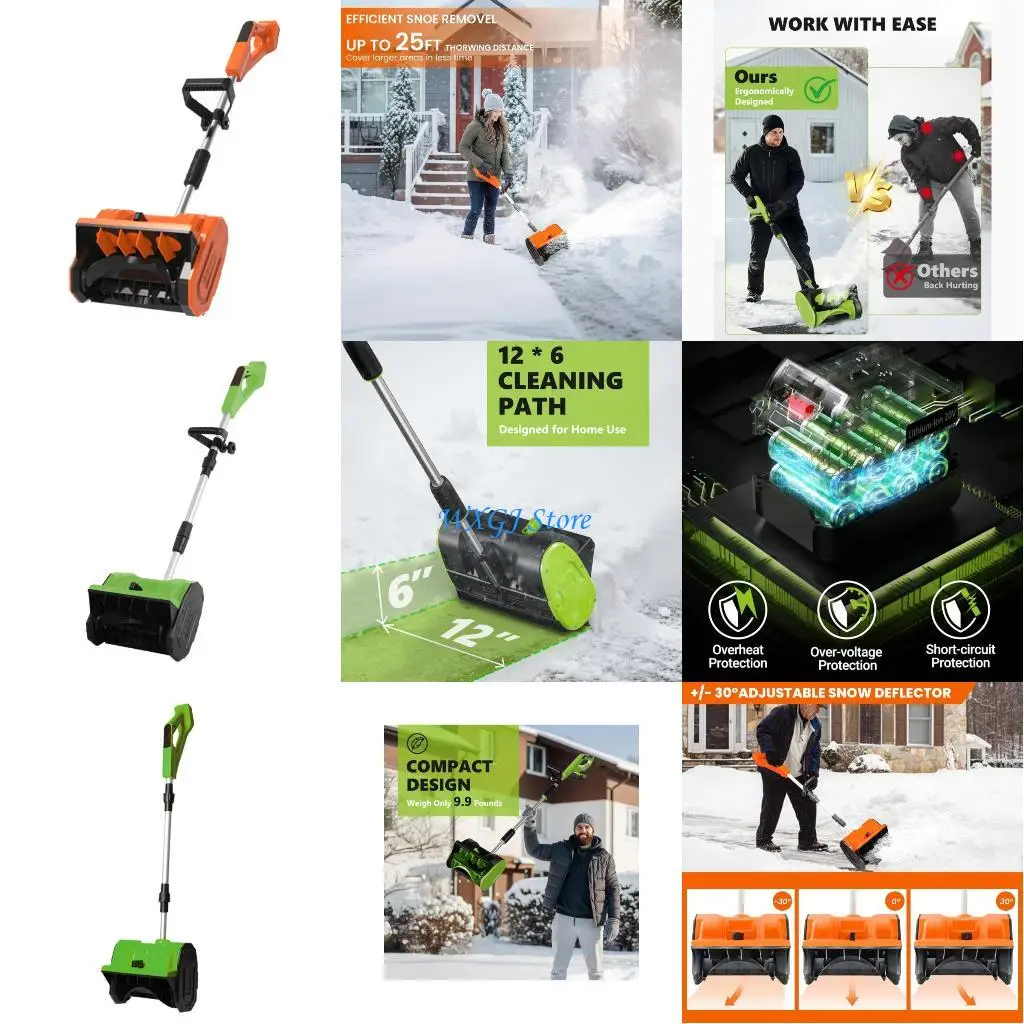 37JE مجرفة ثلج كهربائية لاسلكية تعمل بالدفع اليدوي وخفيفة الوزن ABS أداة شتوية قوية