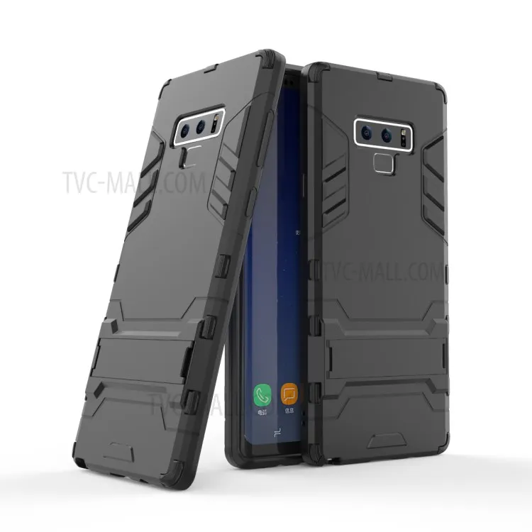 

Cool Guard Plastic + TPU Hybrid Phone Case with Kickstand for Samsung Galaxy Note 9 - Black