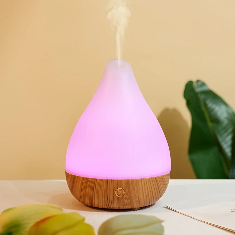 

1Pc Wood Grain Colorful Light Air Humidifier With Aromatherapy Diffuser - Usb Powered, Auto Shut-Off, Ideal For Decor, Bedroom,