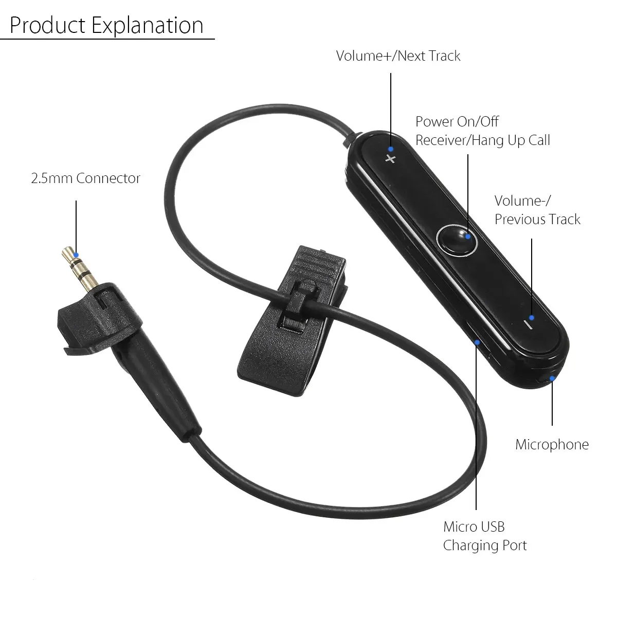 bluetooth Wireless Adapter Receiver Cable Wireless Receiver For Bose AE2 AE2i AE2w (old version) Headphone Bluetooth Adapter