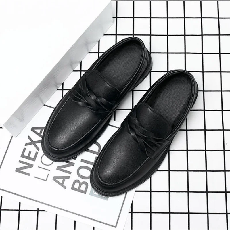 Loafers Leather Shoes for Men Round Toe Platform Thick Sole Man Casual Shoe 2024 Trend Adults Size 45 Pu In Promotion Low Price