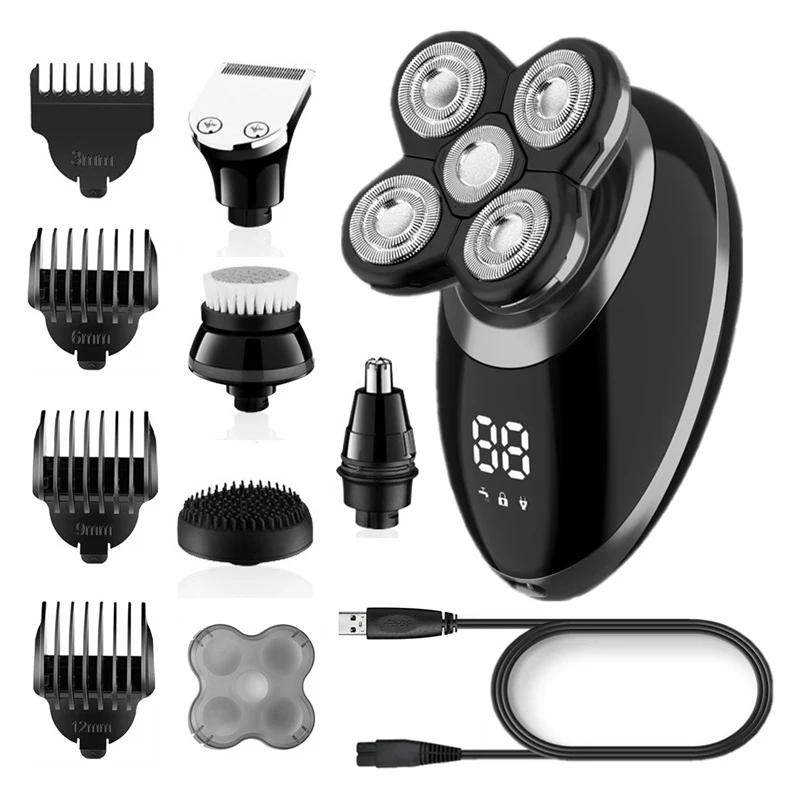 

Wet Dry Electric Shaver For Men Beard Hair Trimmer Razor Rechargeable Bald Shaving Machine LCD Display Grooming Kit