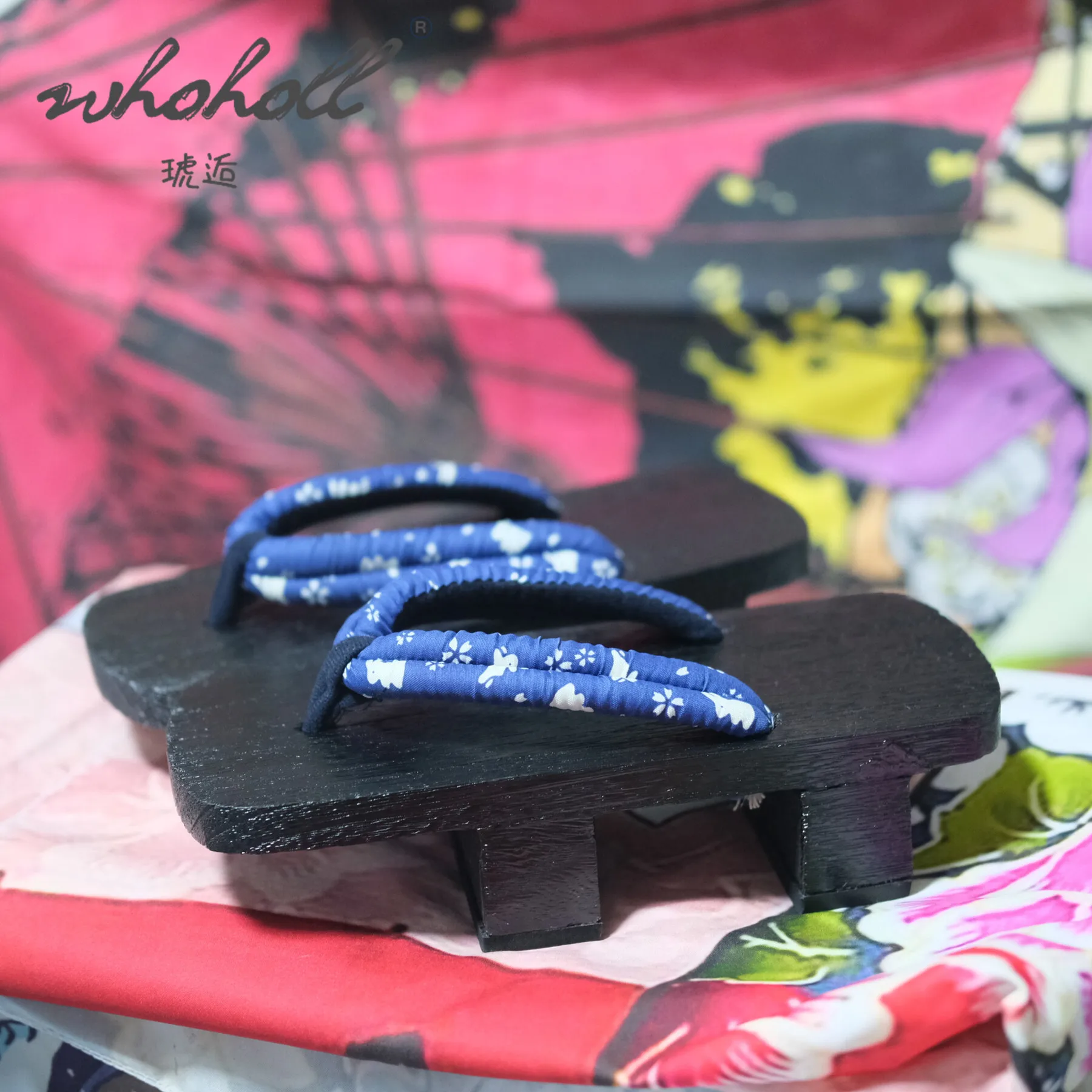 Summer Women Flip Flops Japanese Geta Samurai Clogs Cartoon Cosplay Shoes Black Thick Bottom Two-teeth Platform Sandals Slippers