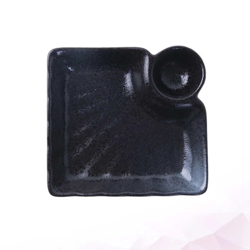 

Dipping Saucer Plate Plates Dinnerware Black Serving Bowls Dish Appetizer Seasoning Ceramics