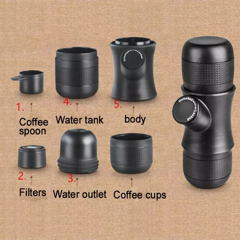 Portable Mini Espresso Machine Italian Travel Small Coffee Machine Integrated Manual Car Outdoor Coffee Machine