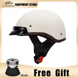 Medio casco de estilo Retro para bicicleta, gorra de seguridad para moto, Cruiser, Scooter, Chopper, mate, cara negra, hombres y mujeres