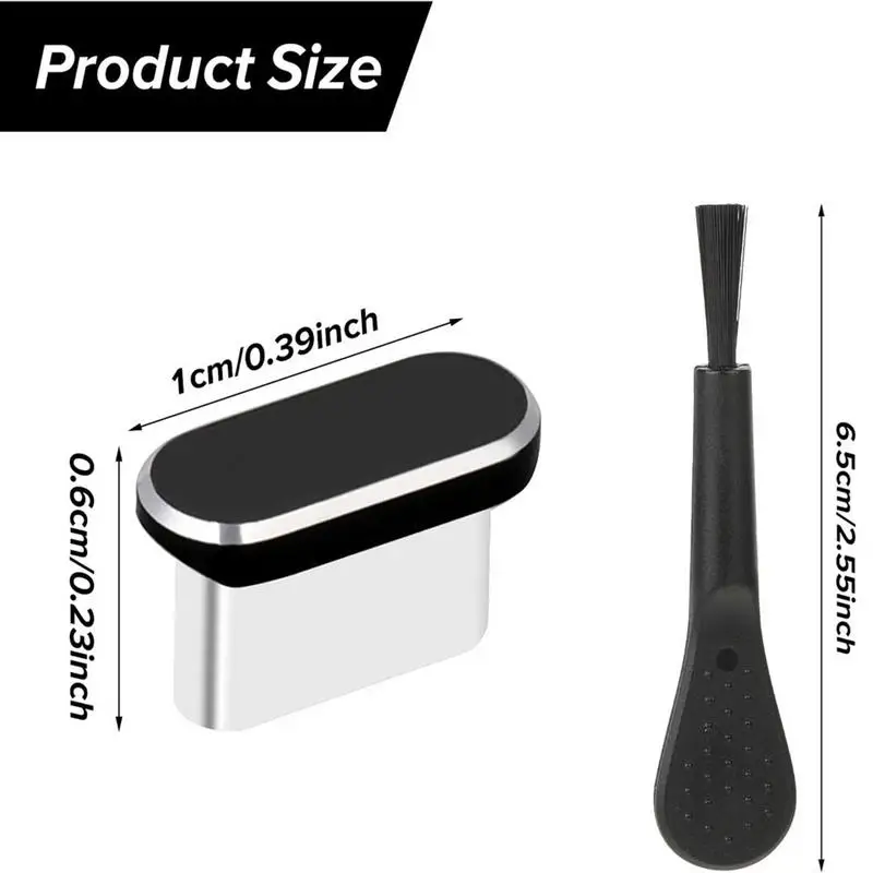 Tappo antipolvere USB C da 4 pezzi con spazzola per pulizia Copri spina USB C antipolvere Porta di ricarica Tappi di copertura per smartphone iPhone Sam sung