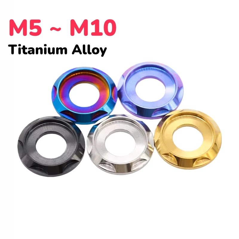 M5 M6 M8 M10 Titanium Alloy Spacer Fancy Decoration Gasket Motorcycle Modification Electric Vehicle Decorative Washers 1Pcs