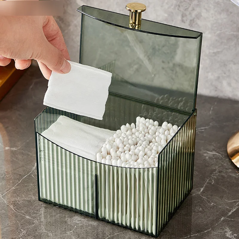 Cotton Swab Storage Box Desktop Dust-Proof Transparent Jewelry Box Makeup Removal Cotton Storage Organizer Lipstick Container