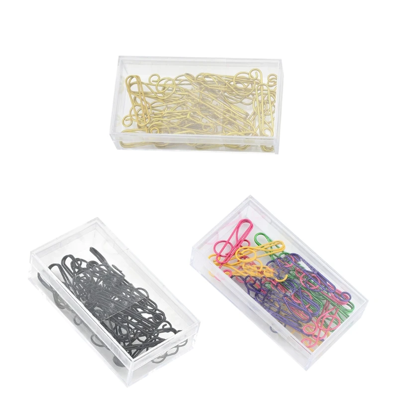 20 Pieces Multifunctional Metal Paper Clips Set Music Notes-like Bookmarks Binding Clips Set 3 Colors Business Supplies