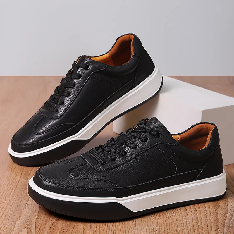 

Мужская повседневная обувь из натуральной кожи, модная уличная прогулочная обувь на мягкой подошве, брендовая легкая прогулочная обувь на шнуровке, мужские кроссовки