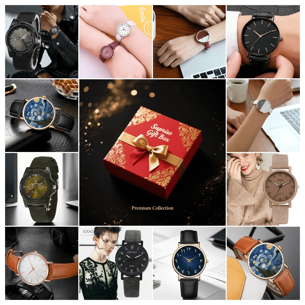 

2 шт. в упаковке часов-сюрприз, коробка для коллекционных часов, случайные часы для фестиваля, загадочная коробка, подарочная коробка на Рождество, День благодарения