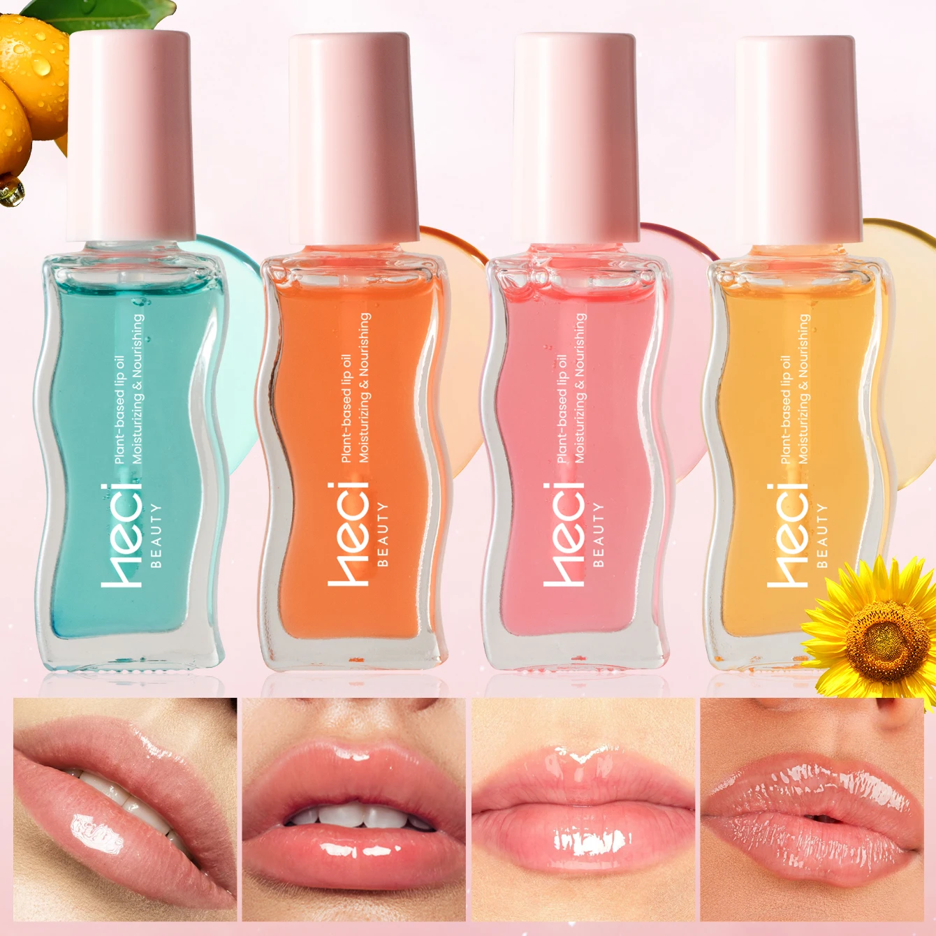 

4pcs Fruity Tinted Lip Oil, Moisturizing Jelly Lip Gloss For Spring & Summer,Mirror Shine Glass-Look Lips Lip Makeup