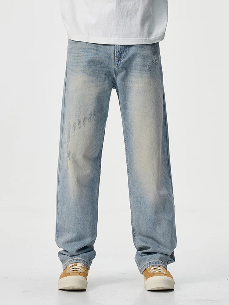 

Джинсы Bla Armada 2025: Новые винтажные светло-голубые свободные джинсы из высококачественного хлопкового денима, повседневные, прямого кроя, с эффектом потертости, для мужчин