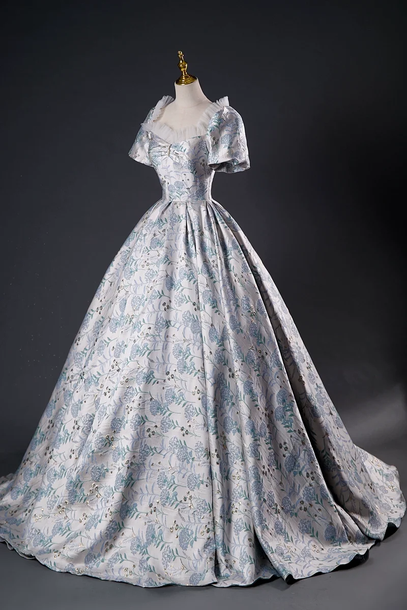 hydrangea flowers jacquard medieval dress princess Renaissance Gown Victorian/Marie/ Belle Ball/ball gown