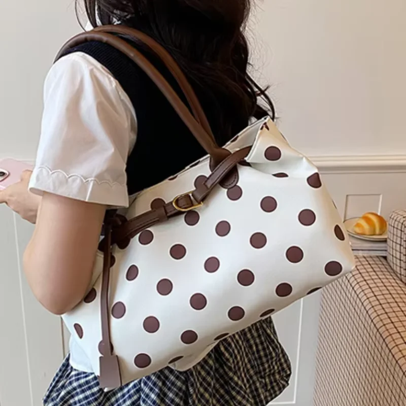 

Fashion Niche Polka-dot Handbag,simple Casual Versatile Dates Dinners Shoulder Bags,high-quality Pu Leather Ommuter Underarm Bag