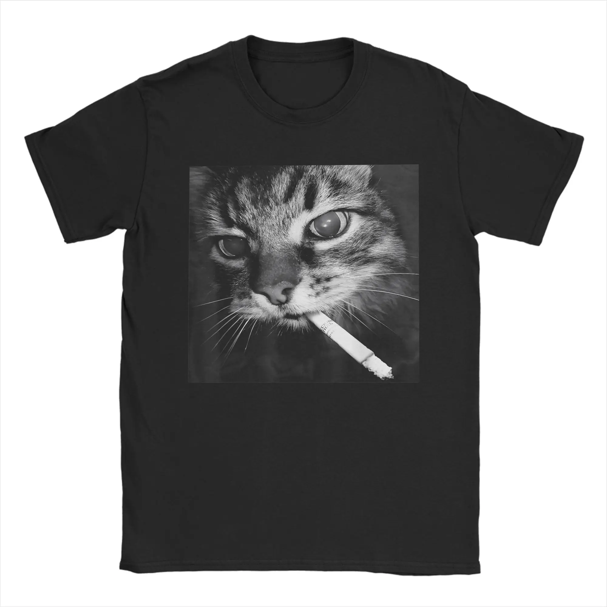 

2025 Cigarette Kitten Funny Smoking Cat Stupid Brainrot Meme T-Shirt Popular T-Shirts Short Sleeve Aesthetic Tops Summer Tees