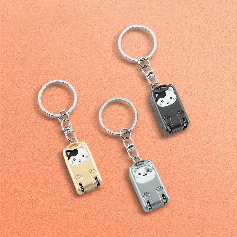 New Stainless Steel Fingernail Clipper Metal Foldable Mini Creative Kitten Nail Clipper Trim Nails Keychain