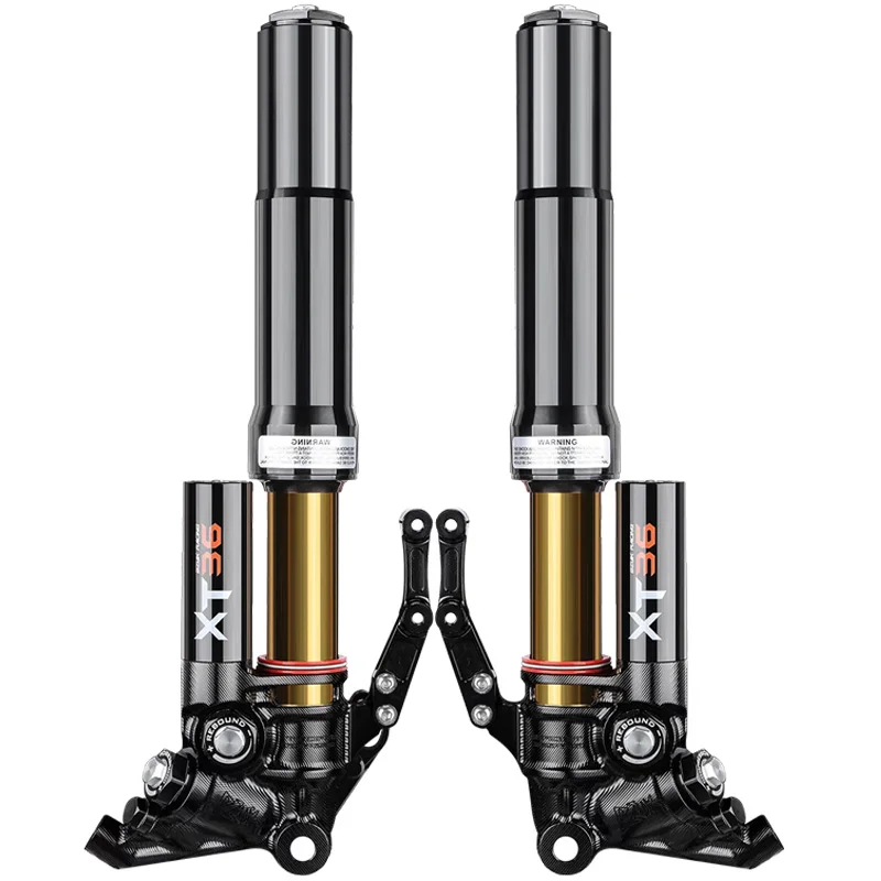 BZUK XT36 Inverted Nitrogen Cylinder Front Shock Absorber Installation Size 395mm, Suitable for General Motorcycles