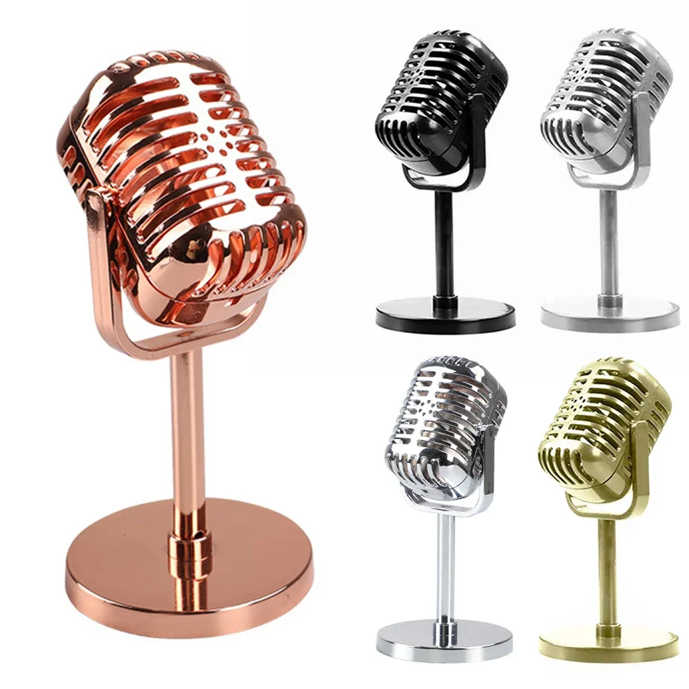 1pc Simulation Props Retro Microphone Vintage Classic Style Dynamic Vocal Microphone Miniatures For Home Decoration    N E W