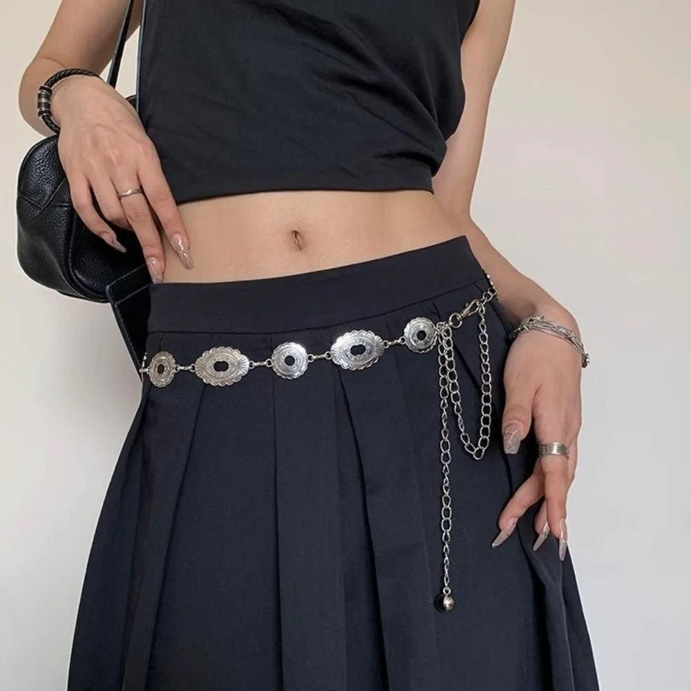 موضة سلسلة الخصر المعدنية الراقية تصميم الذهب والفضة سلسلة معدنية حزام العرقية نمط تنوعا حزام ملابس سلسلة النساء