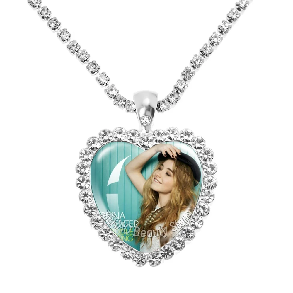 25mm Heart Diamond Necklace Famous Character Sabrina Carpenter Creative Funny Singer Ear Accessories Glass Pendant For Fans Gift