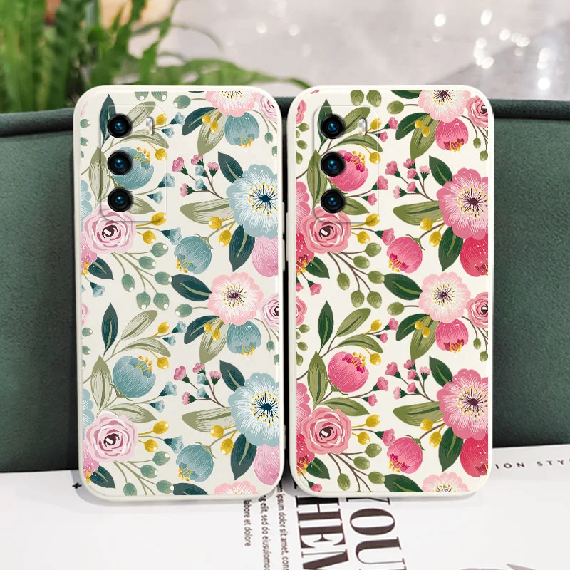 Heart Flower Phone Case For Huawei P40 P50 P30 P20 Pro Lite Nova 10 10SE 9 9SE Mate 50 50E 40 30 20 Pro Lite Cover