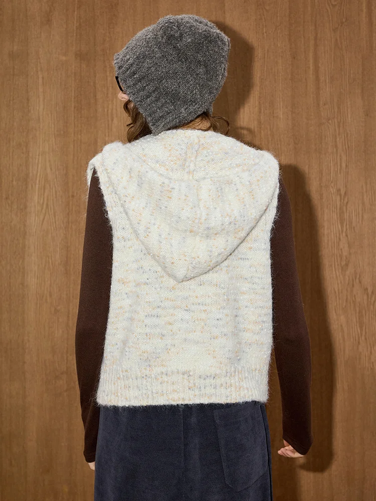 Coolhut Autunno Inverno lavorato a maglia con cappuccio multicolore rotondo Ne Svel Gilet da donna caldo Capispalla versatile Misto poliestere