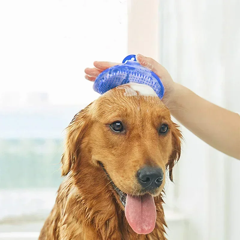 Soft Silicone Pet Bath Brush Massage Scrubber Foam Dispensing Wash Comb for Dog Cat Shower Cleaning Pet Grooming Care Supplies - view 4