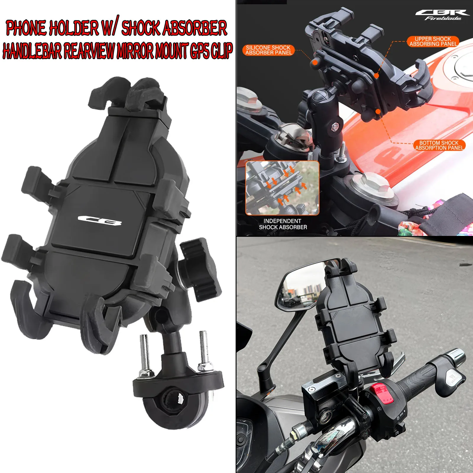 

For Honda Cb125r Cb190r Cb250r Cb1000r Cb1300 Cb650 CB650F CB500X Motorcycle Shockproof Mobile Phone Holder Bracket Accessories