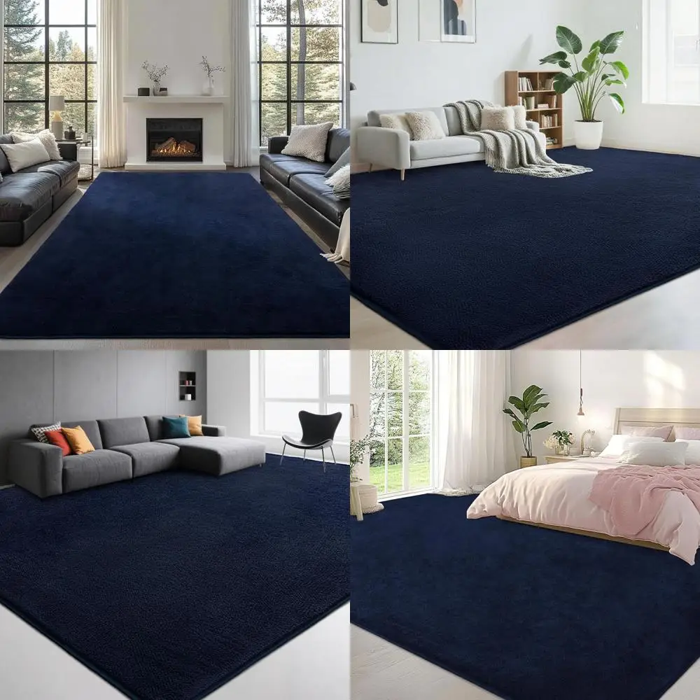 

5x8 Темно-синий толстый коврик из пены с эффектом памяти для гостиной, спальни или детской комнаты — удобный, минималистичный и стильный ковер для дома
